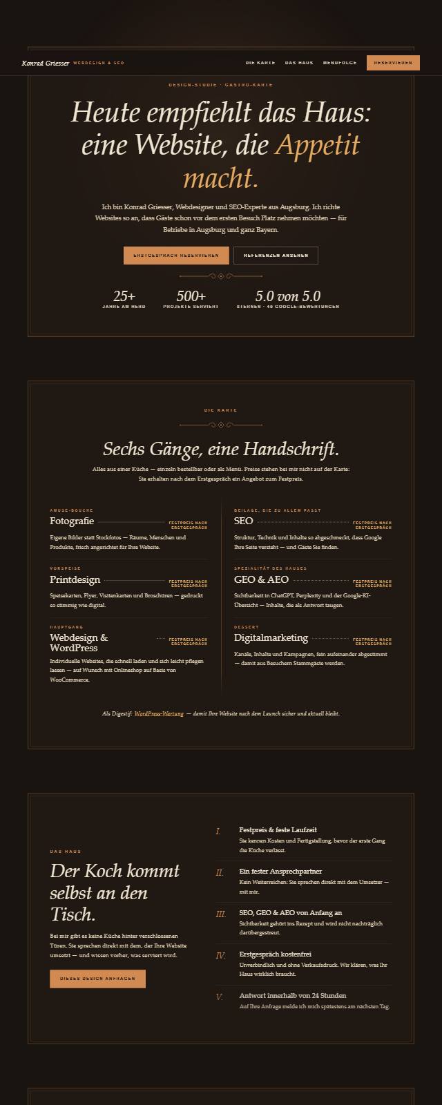 Design-Studie „Gastro-Karte“ — Website-Beispiel von Konrad Griesser