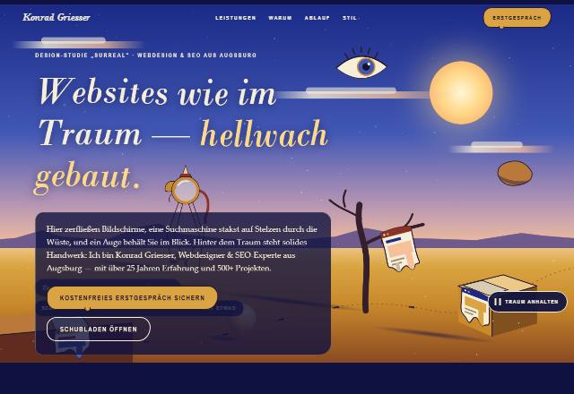 Design-Studie „Surreal“ — Website-Beispiel von Konrad Griesser